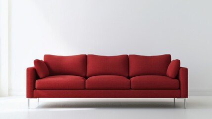 Red Sofa in Minimalist White Room