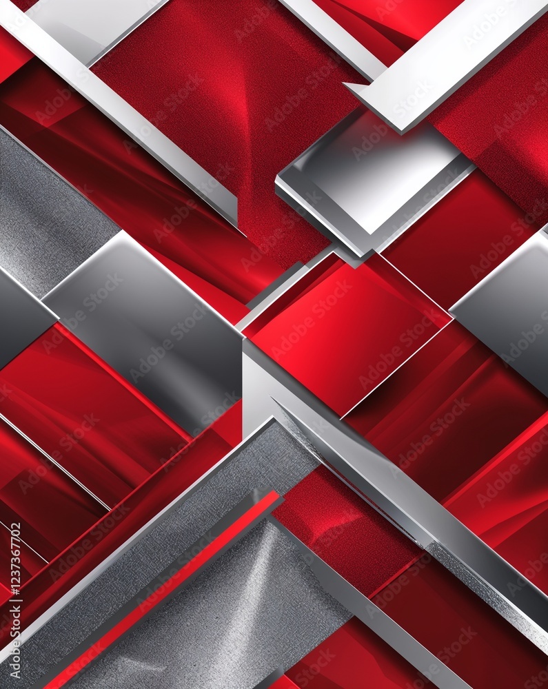 Poster red and silver angular patterns abstract party concept background