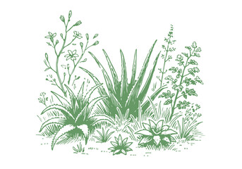 Aloe Vera Plant hand drawn sketch vector illustration isolated