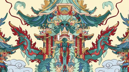 Obraz premium Wall_art_Art_prints_chinese_temple_fantasy_background