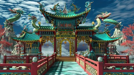 Obraz premium Wall_art_Art_prints_chinese_temple_fantasy_background