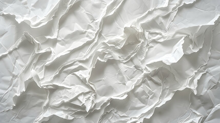Obraz premium Crumpled white paper texture creating a soft, abstract background.