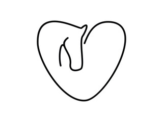 Hand drawn  horse and love symbol design vector illustration on transparent background