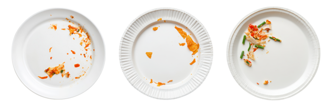 Empty Plates After Meal Cleanup Isolated on transparent background
