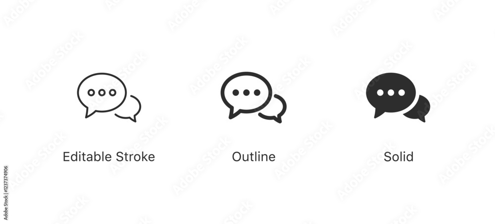 Poster Chat icons. chatting speech bubble symbol icon set . comment icon button . message talk bubble, communication, Conversation, icons | editable stroke, outline, solid