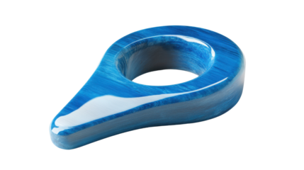 Blue glossy location pin icon showing position on transparent background