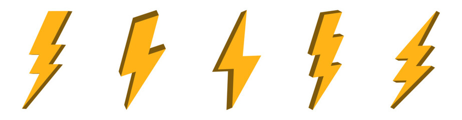 3d flash thunder power icon, flash lightning bolt icon with thunder bolt - Electric power icon symbol - Power energy icon sign for apps and website
