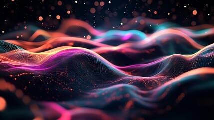 Abstract Background with Light Strips, Technology, and Black Ground - AI generated illustration