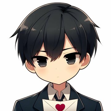Silent Chibi Boy with a Valentine Card