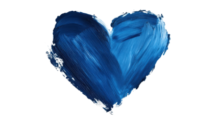 Blue painted heart symbol of love on transparent background