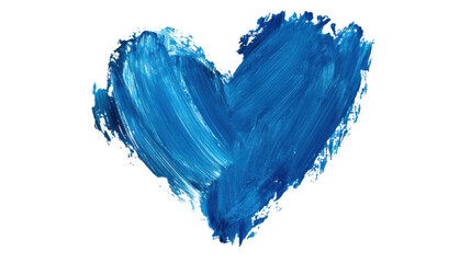 Blue painted heart shape on transparent background representing love and affection