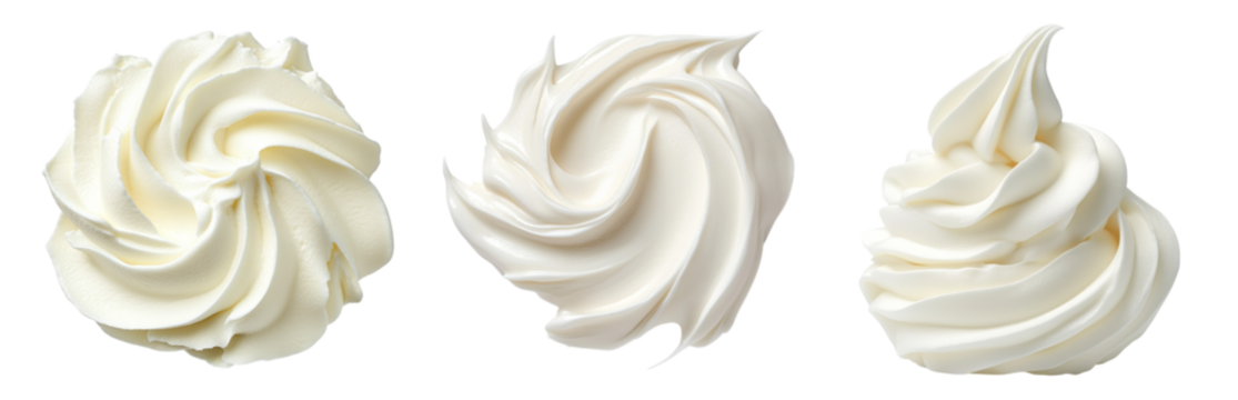 Delicious Swirls of Creamy Whipped Topping Isolated on transparent background