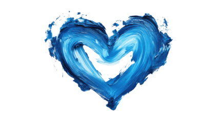 Blue paint strokes forming a heart shape on transparent background