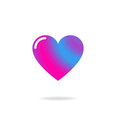 Vector design of a shiny heart with a gradient of colors in light blue and purple