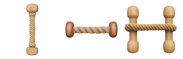 Wooden Toy Ropes and Joints for Play Isolated on transparent background