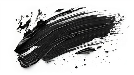 Black brush stroke isolated on white background