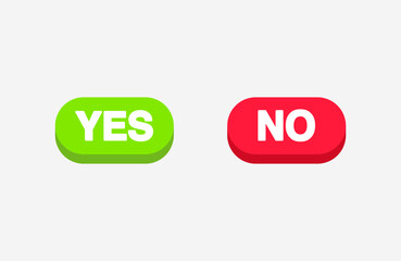 Vector design of green yes and red no buttons on a light background