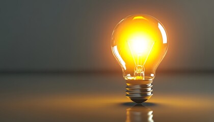Glowing Lightbulb Illuminating Ideas Brilliantly