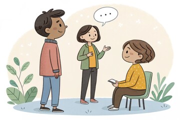 hand drawn flat people talking.