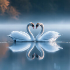 two swans in the lake