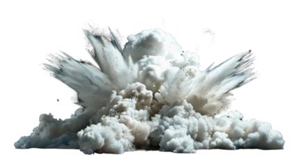 Realistic explosion with smoke and dust on transparent background