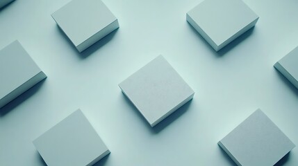Abstract Composition Of Light Blue Cubes On A Pale Background