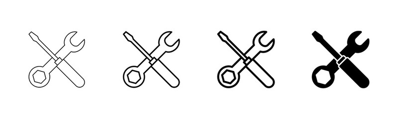 Repair icon vector isolated on white background. Wrench and screwdriver icon. settings vector icon. Maintenance. tools