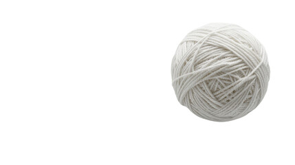 White yarn ball isolated on transparent background for knitting and crochet