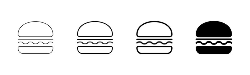 Hamburger icon vector isolated on white background. Burger and hamburger icon. Fast food vector icon