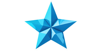 Light blue faceted star shining on transparent background