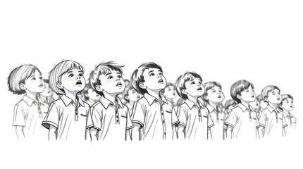 Children in Uniform Standing in Line, Ai generated images