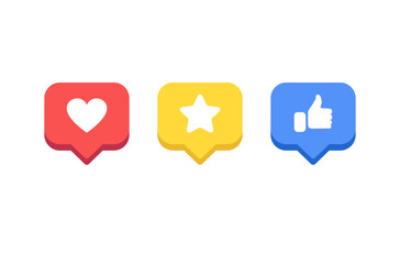 Vector design of thumbs up heart and star icons with label