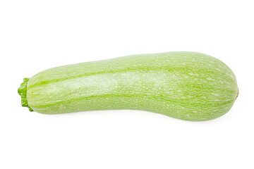 One fresh ripe zucchini isolated on white, top view