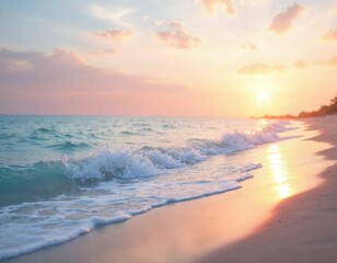 Waves on the beach with white sand. Generative AI