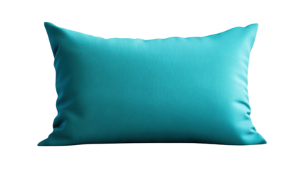 Clean teal pillow isolated on transparent background for comfortable sleep