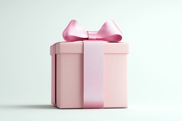 Pink box with a ribbon tied around it