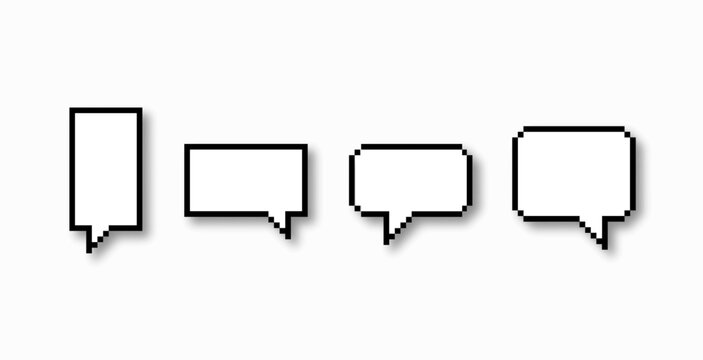 Text bubble design with black and pixelated border