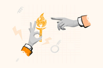 Knowledge Transfer Guiding Hand, Flaming Torch, Passing the Baton