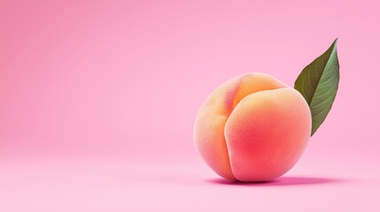 Ripe peach on pink background, studio shot, food photography, healthy eating