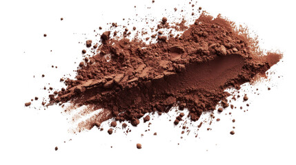 Cocoa powder forming a pile on transparent background