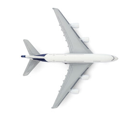One model of plane isolated on white, top view