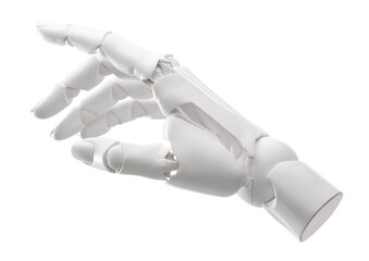 Artificial intelligence. Robot hand gesturing on white background