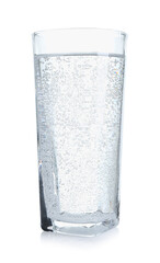 Refreshing soda water in glass isolated on white
