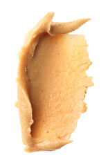 Sample of tasty nut butter isolated on white, top view