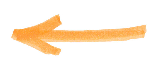 One orange drawn arrow isolated on white