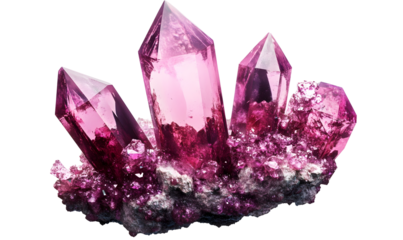 Pink quartz crystals cluster, close-up shot,  dark background, spiritual/healing imagery