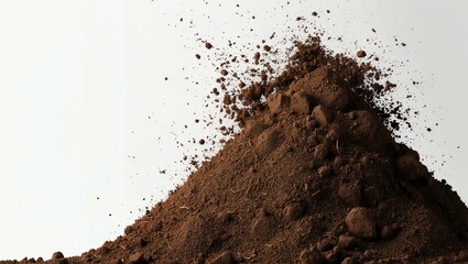 pile of dirt on a white background
