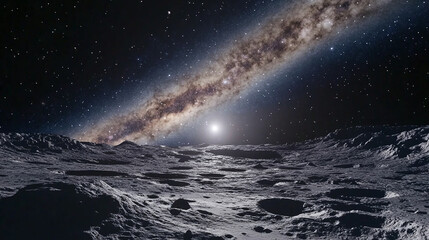 Fototapeta premium A stunning view of the Milky Way galaxy from the surface of an alien moon