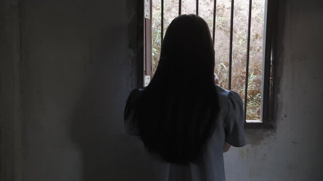 trafficking concept, girl was a victim of human trafficking, human rights violations, missing kidnapped