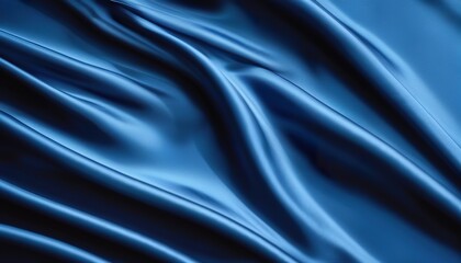 Obraz premium Elegant Blue Satin Fabric Drapes, Soft Texture, Luxurious Waves
